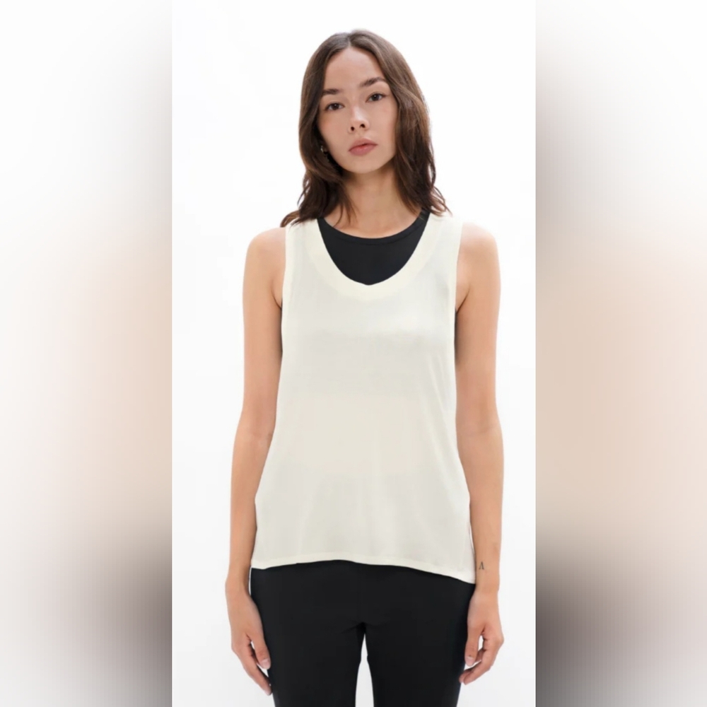 NWT 1 PEOPLE White/ Off White Brussels Sports Tank Top (Size: L)